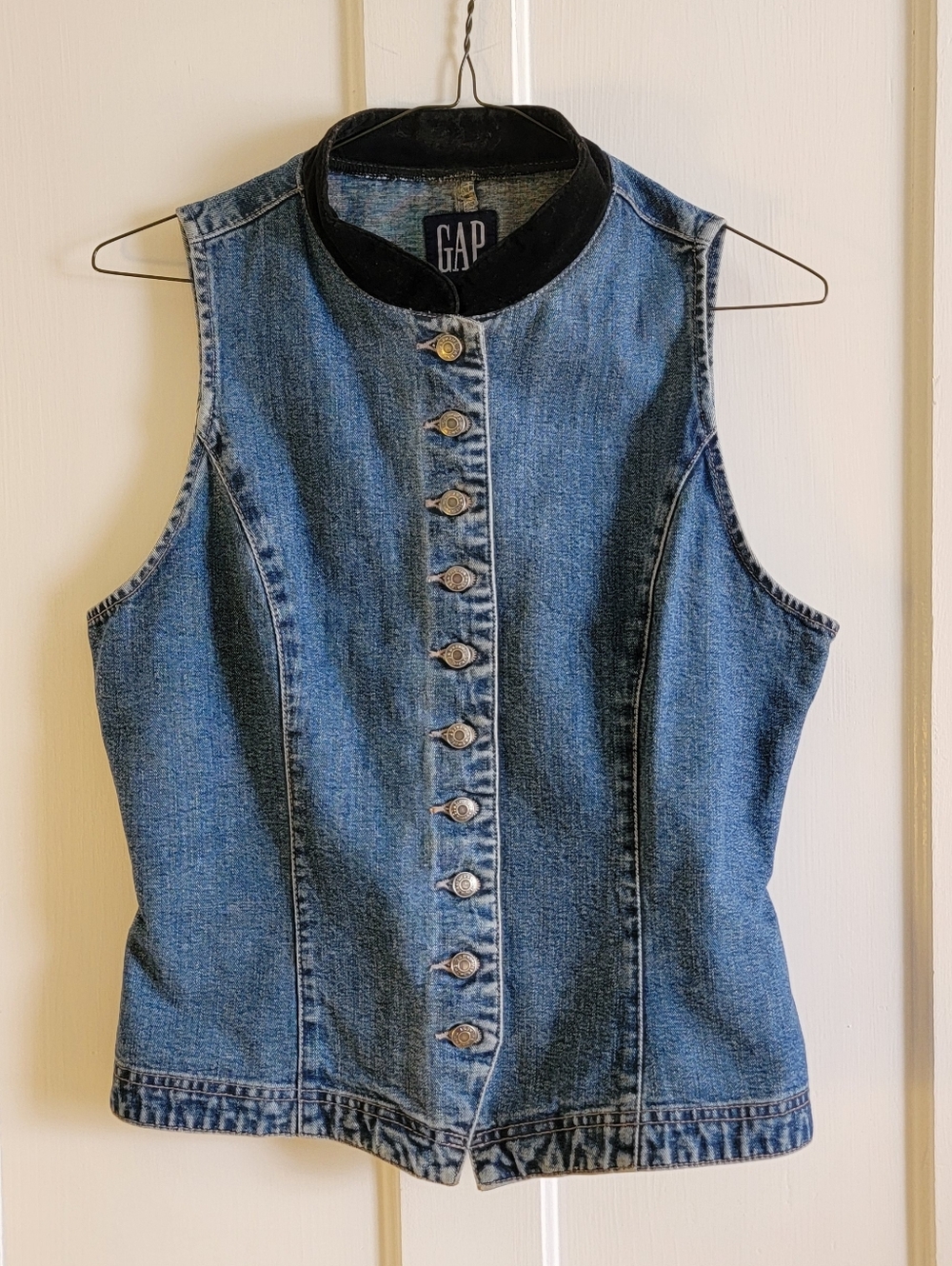 GAP Blue Denim Button-Front Sleeveless Tank